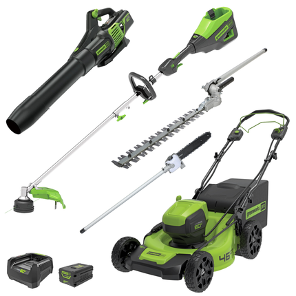 Greenworks 60V 46cm Self-Propelled Lawnmower Ultimate Starter Kit