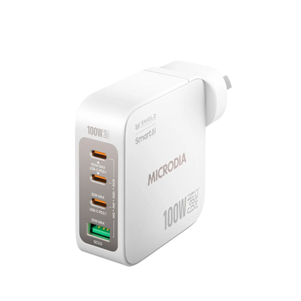 MICRODIA SMARTCube™ Nano 100W, GaN Pro Wall Charger, 4-Port - White