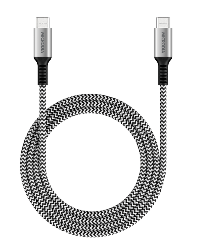 MICRODIA ExeCable™ Tweed PD100W USB-C to USB-C Cable 2.6m - Zebra
