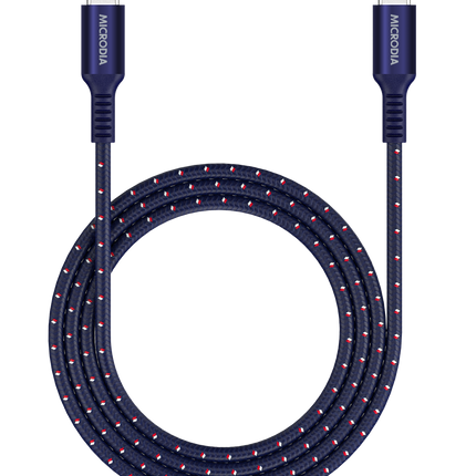 MICRODIA ExeCable™ Tweed PD100W USB-C to USB-C Cable 2.6m - Navy