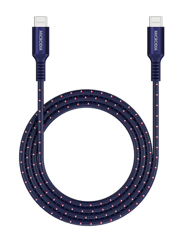 MICRODIA ExeCable™ Tweed PD100W USB-C to USB-C Cable 2.6m - Navy