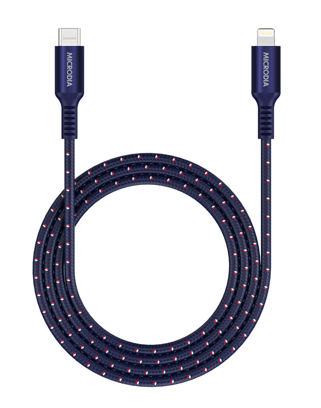 MICRODIA ExeCable™ Tweed PD60W USB-C to Lightning Cable 2.6m - Navy