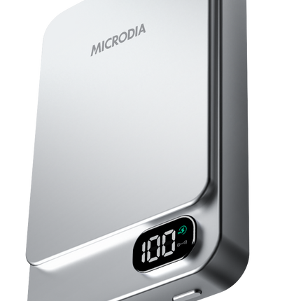 MICRODIA SnapPower™ Aluminaire 35W (15W + 20W) Magnetic Power Bank - 10,000mAh - Silver