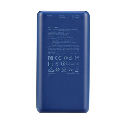 Adata P20000QCD Powerbank 20000MAH Blue