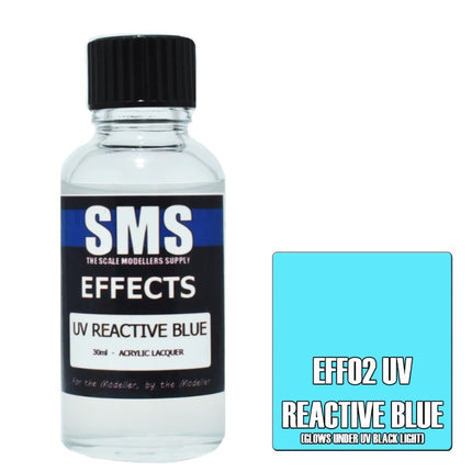 Airbrush Paint 30ml Effects Uv Reactive Blue Acrylic Lacquer Scale Modellers Supply