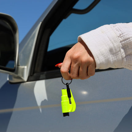resqme® Car Escape Tool, Seatbelt Cutter / Window Breaker - Neon Yellow
