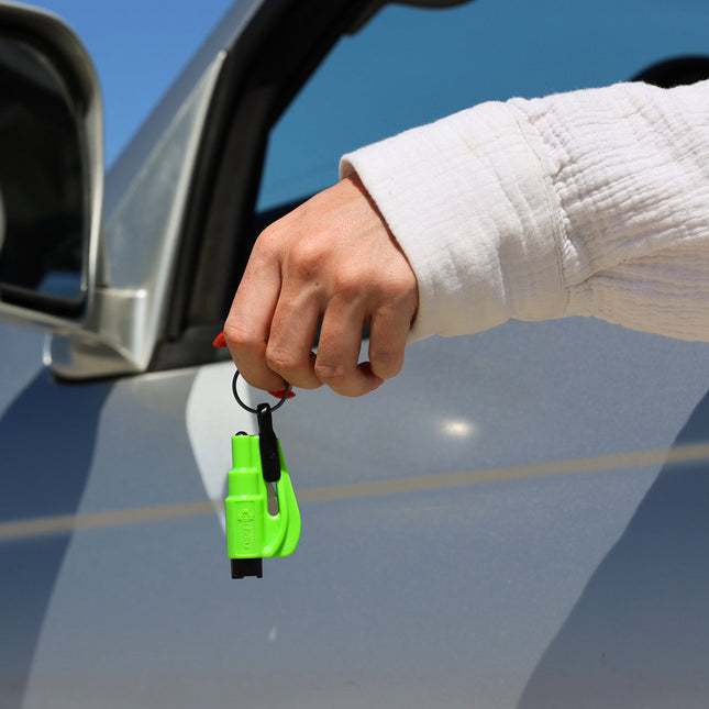 resqme® Car Escape Tool, Seatbelt Cutter / Window Breaker - Lime Green