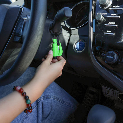 resqme® Car Escape Tool, Seatbelt Cutter / Window Breaker - Lime Green