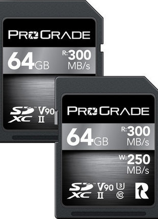 PROGRADE DIGITAL SDXC COBALT UHS-II 64GB R300MB/S W250MB/S V90 2PK - Actiontech