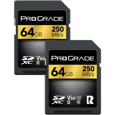 PROGRADE DIGITAL SDXC GOLD UHS-II 64GB R250MB/S W120MB/S V60 2PK - Actiontech